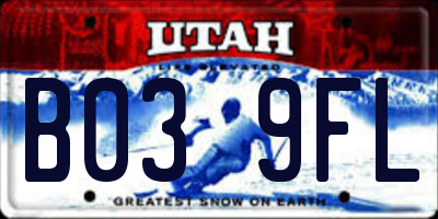 UT license plate B039FL