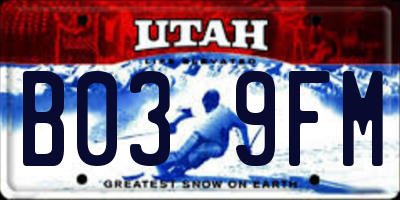 UT license plate B039FM