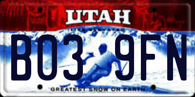 UT license plate B039FN