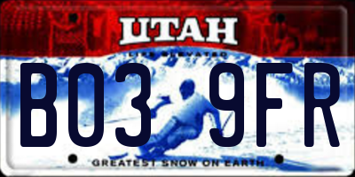 UT license plate B039FR