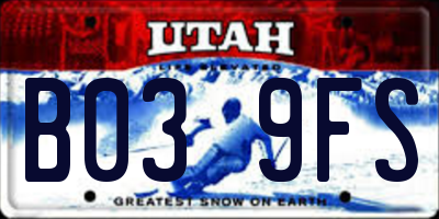 UT license plate B039FS