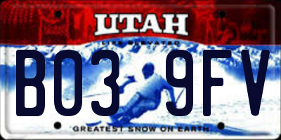 UT license plate B039FV
