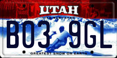 UT license plate B039GL