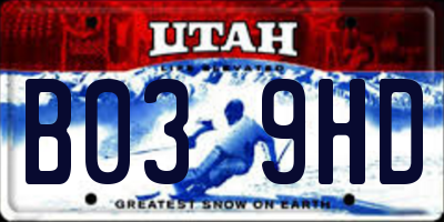 UT license plate B039HD