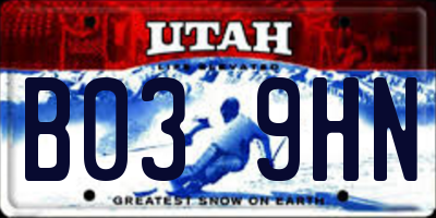 UT license plate B039HN