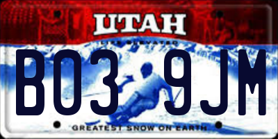 UT license plate B039JM