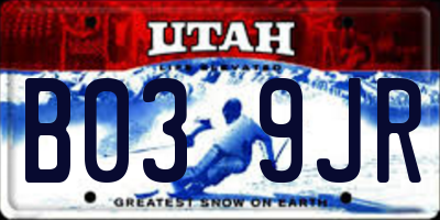 UT license plate B039JR