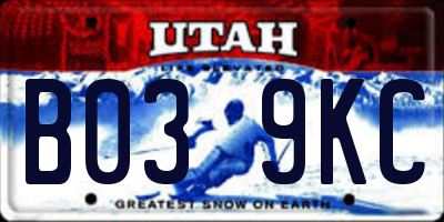 UT license plate B039KC