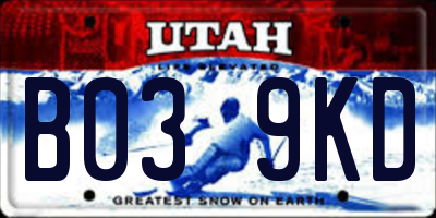 UT license plate B039KD