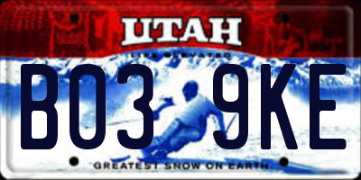 UT license plate B039KE