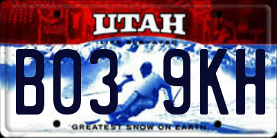 UT license plate B039KH