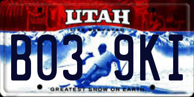 UT license plate B039KI