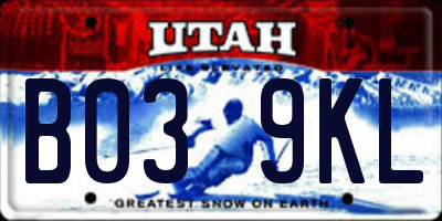 UT license plate B039KL