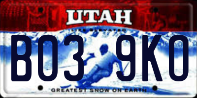 UT license plate B039KO