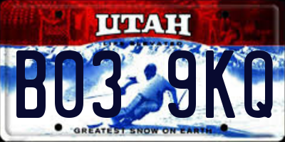 UT license plate B039KQ