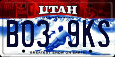 UT license plate B039KS