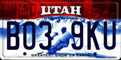UT license plate B039KU