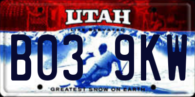 UT license plate B039KW