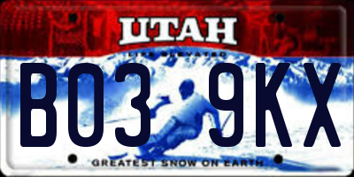 UT license plate B039KX