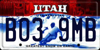 UT license plate B039MB