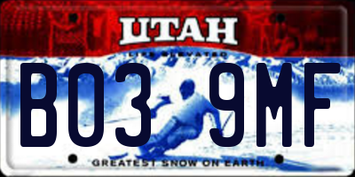UT license plate B039MF