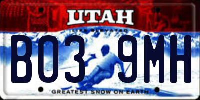 UT license plate B039MH