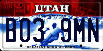 UT license plate B039MN