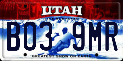 UT license plate B039MR