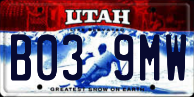 UT license plate B039MW