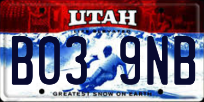 UT license plate B039NB