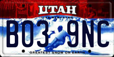 UT license plate B039NC