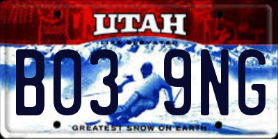 UT license plate B039NG