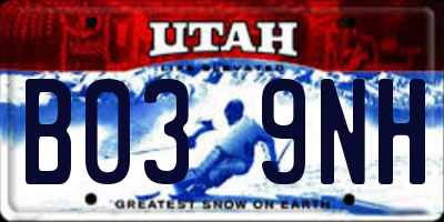 UT license plate B039NH