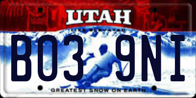 UT license plate B039NI