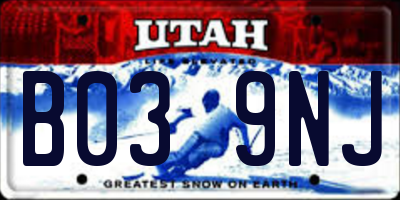 UT license plate B039NJ