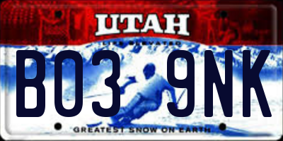 UT license plate B039NK