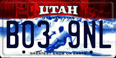 UT license plate B039NL