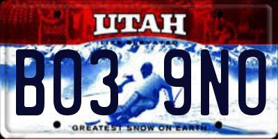 UT license plate B039NO