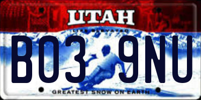 UT license plate B039NU