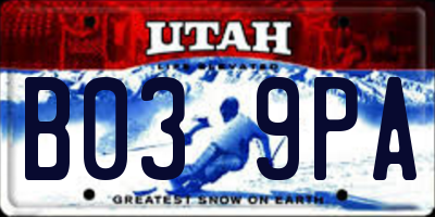 UT license plate B039PA