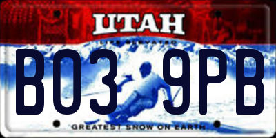 UT license plate B039PB