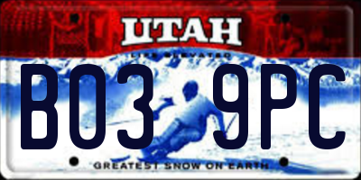 UT license plate B039PC