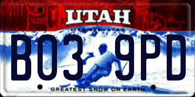 UT license plate B039PD