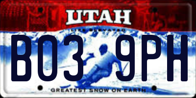 UT license plate B039PH