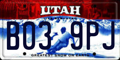 UT license plate B039PJ
