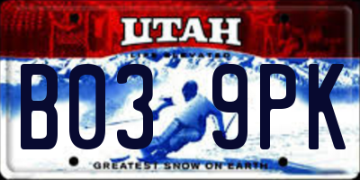 UT license plate B039PK