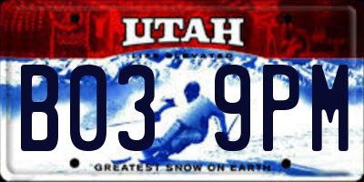 UT license plate B039PM