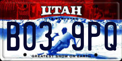 UT license plate B039PQ