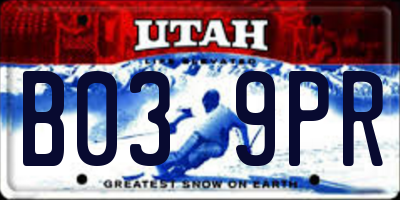 UT license plate B039PR