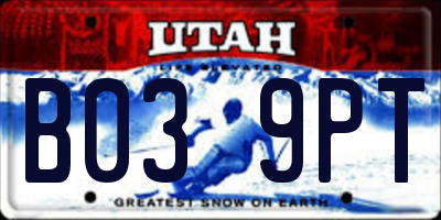 UT license plate B039PT